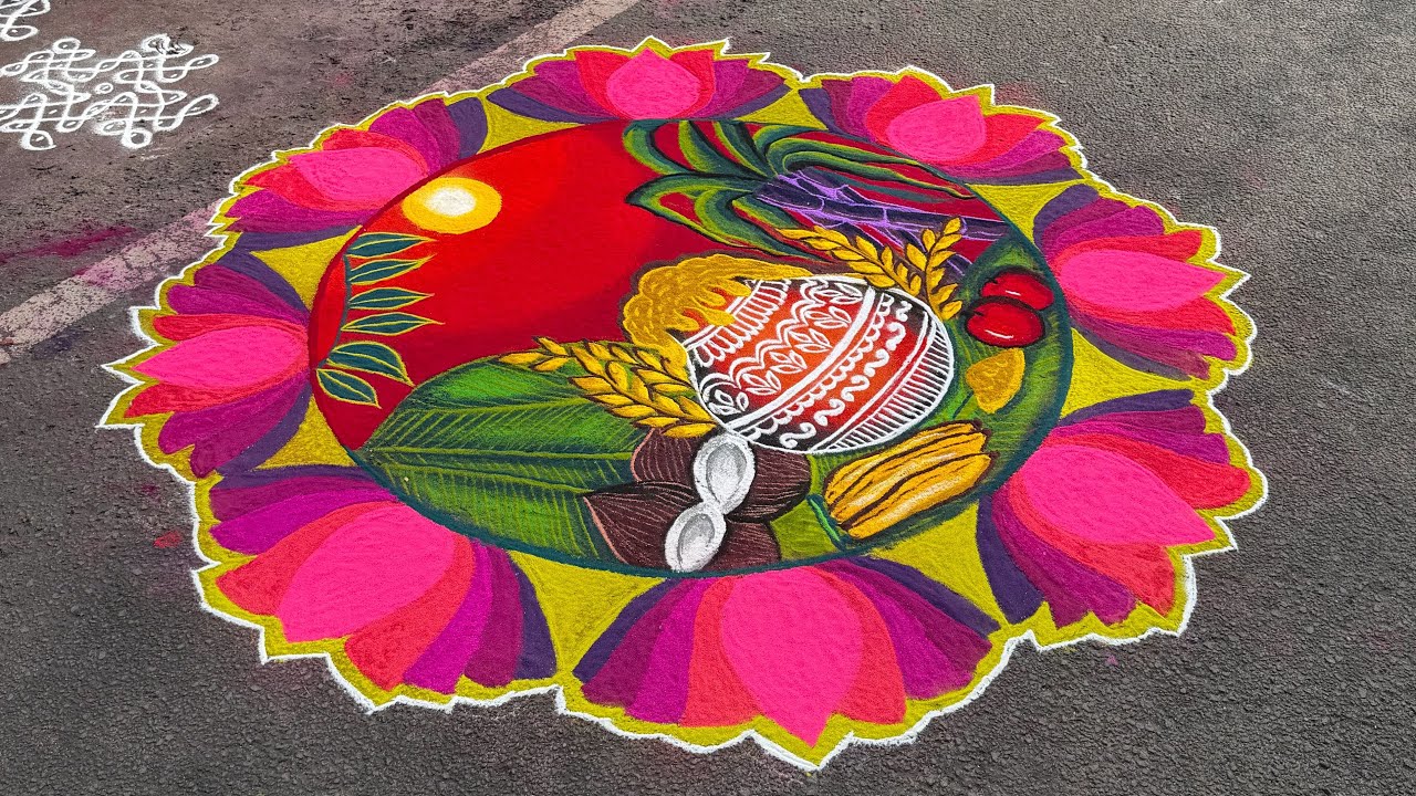 Идея понгал ранголи 💡 🌾☀️