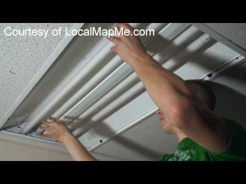 How to install or change fluorescent bulbs in recessed office fluorescent lighting
