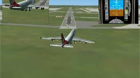FSX EGLL ILS 27L 30KT Crosswind Landing