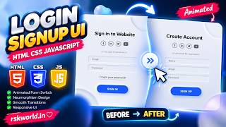 Modern Login Signup UI 🔥 HTML CSS JavaScript | Glassmorphism Form Animation