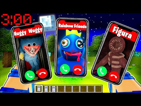 NIE ODBIERAJ TELEFONU OD HUGGY WUGGY, RAINBOW FRIENDS, FIGURA z DOORS O 3 w NOCY w MINECRAFT !