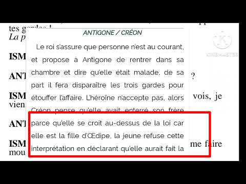 1bac Antigone la scène 13 page: 97_99 lecture + analyse + les figures de style + question réponse