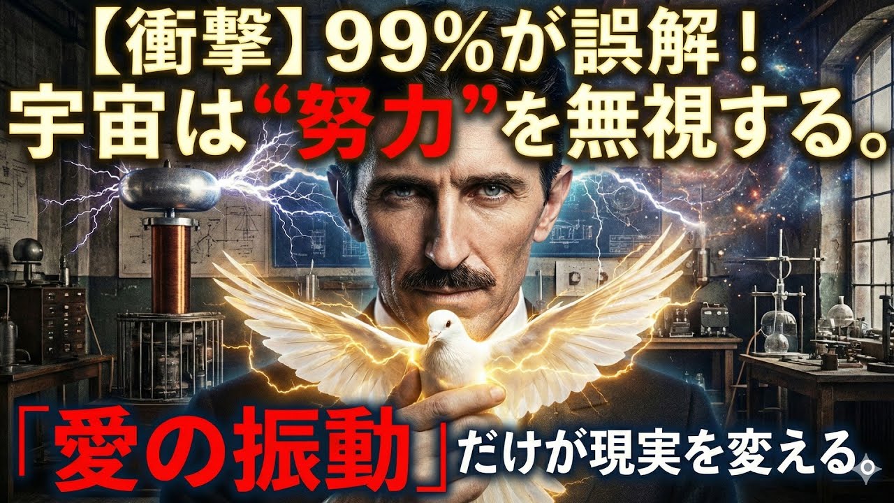 【99％知らない】「愛の振動」だけが現実を変える。宇宙は“努力”を無視する。テスラが死の間際に到達した真実...【ニコラ・テスラ】偉人の言葉/成功哲学/波動/周波数