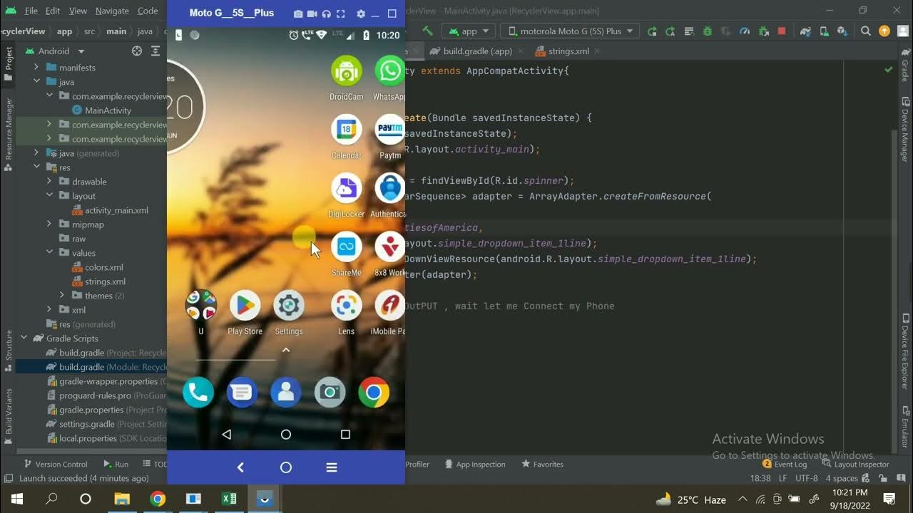 Spinner Dropdown using Adapter Android Studio step by step tutorial