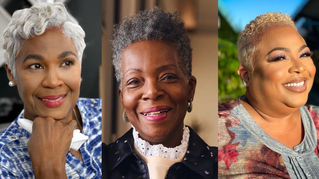 66 коротких натуральных стрижек для темнокожих женщин старше 50 лет | Элегантные идеи причесок в ...