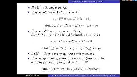 Sorin-Mihai Grad, Stochastic incremental mirror descent algorithms with Nesterov smoothing