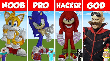 Minecraft NOOB vs PRO vs HACKER: SONIC THE HEDGEHOG PIXEL ART CHALLENGE in Minecraft
