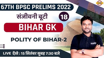 67th BPSC PRELIMS | BPSC BIHAR GK CLASS | POLITY OF BIHAR - 2 | MCQs | BIHAR GK BY AKSHAY SIR