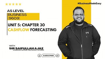 Revision Series: AS Level Business Chapter 30|Cashflow Forecast|9609| Sir Saifullah[Premium Lecture]