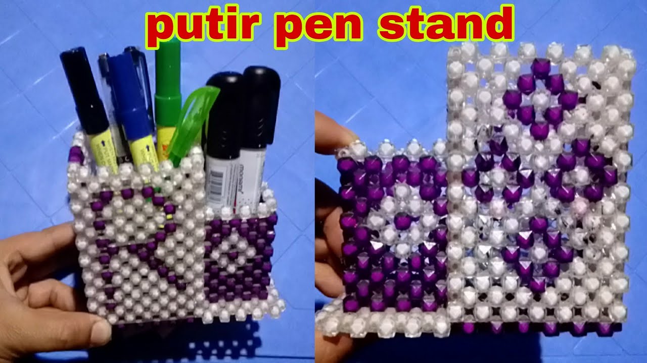 পুতির কাজ-How To Make Beaded Pen Stand Ideas/Handicrafts