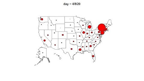 Daily Change of COVID-19 Related Deaths in the US (Geographic Map using Locations)