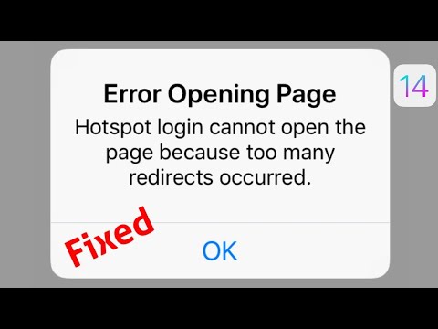 iPhone Error Open Page Hotspot Cannot Open the Page because too many Redirects Occurred in iOS 14.2
