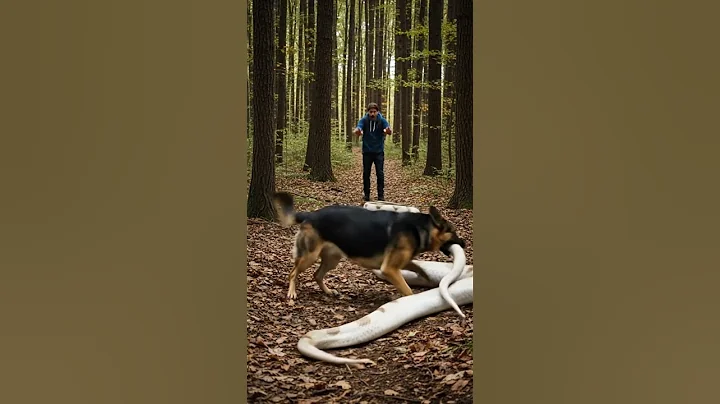 Dog Takes On Giant Snake In Forest
