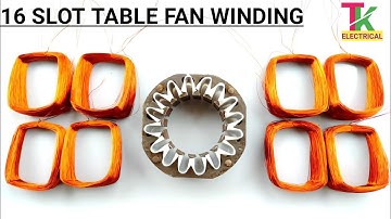 16 slot table fan winding data | 4+4 coil table fan winding| how to do table fan winding |table fan