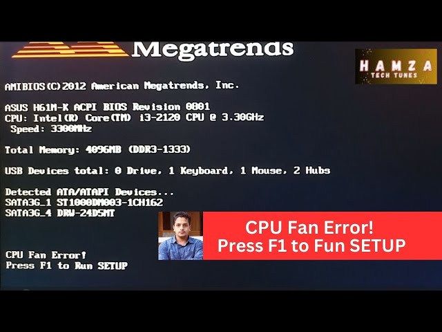 Resolve the CPU FAN ERROR PRESS F1 TO Run Setup prompt on a