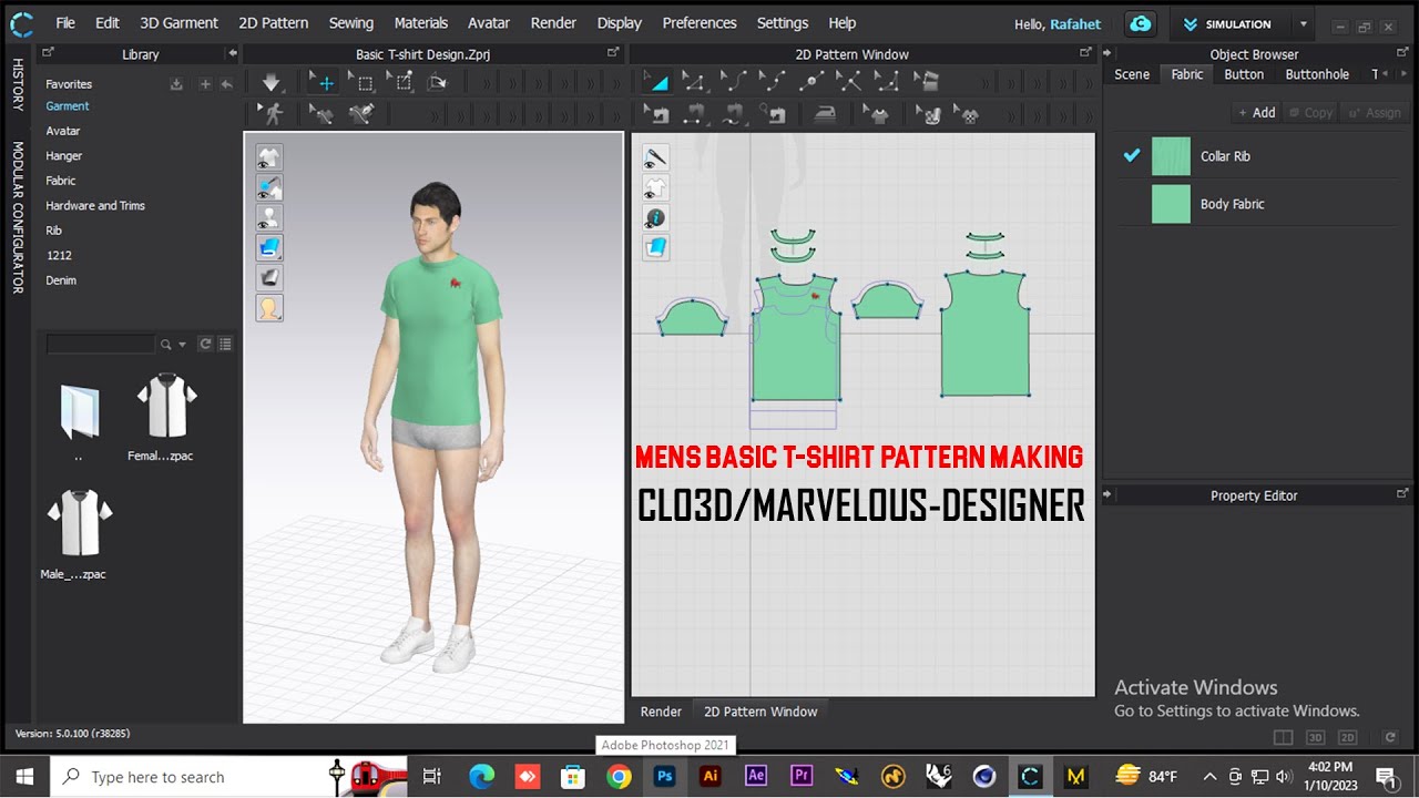 Clo 3D Men's Basic T-shirt Pattern Making Tutorial || Beginner || CLO ...