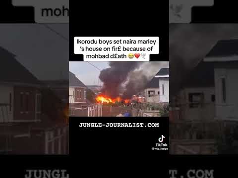 SEE VIDEO: Ikorodu Boys Allegedly Burn Down Naira Marley's House Over Mohbad's Death