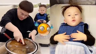 Cute Baby Won't Sleep, Dad Has A Trick!#fatherlove #cutebaby #funny #family#funny family