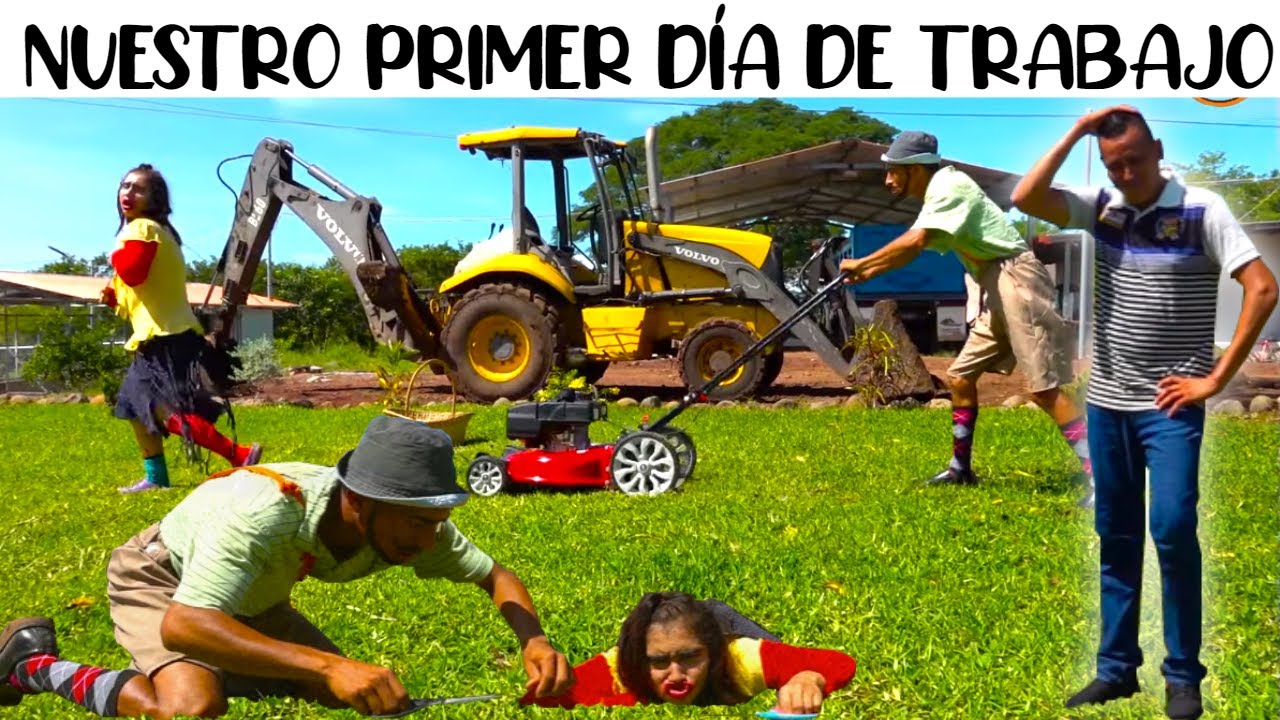 ⁣Chupamela y Demeciano en su primer día de trabajo como jardineros