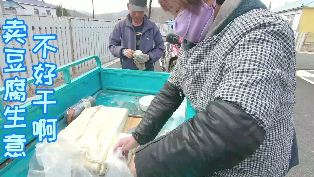 实拍延边农村惨淡的卖豆腐场景，娘俩到朝鲜族屯才卖了一块豆腐！#三农 #热门