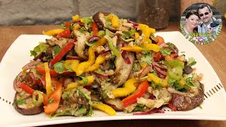 Легкий, летний салат с запеченными баклажанами. Можно готовить хоть каждый день. Вкусно и полезно.