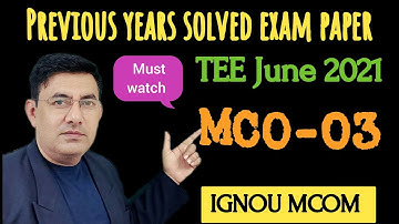 #IGNOU #MCOM #MCO-03 #Previous years solved paper #TEE June 2021 fully solved