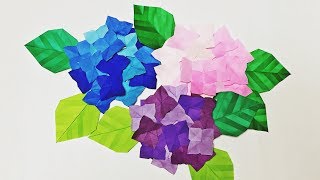 折り紙 6月 あじさいの簡単な折り方 梅雨の飾りに Fukuoriroom Youtube