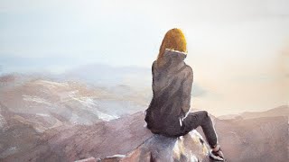 Watercolor painting a girl on top of the mountain - how to paint distance by Yong Chen 2,604 views 1 month ago 36 minutes