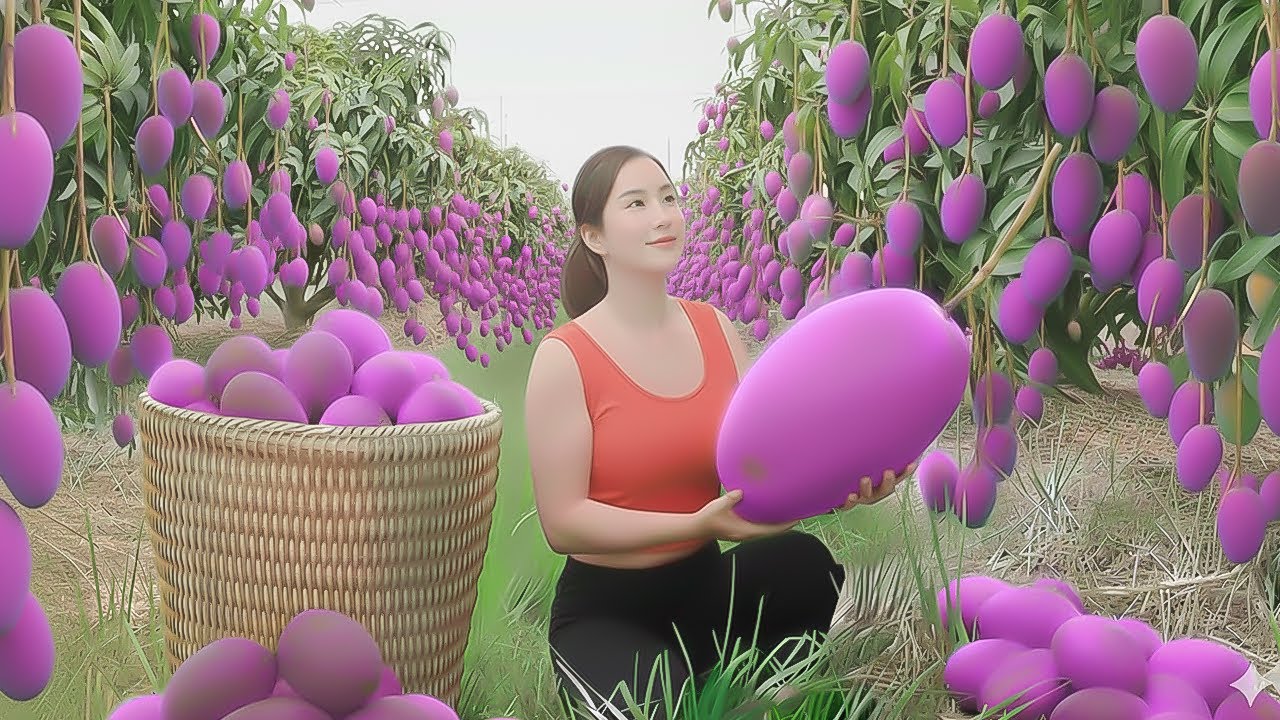 Harvesting 100kg PURPLE MANGOES & Selling at the Market | Emma Daily Life