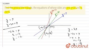 Find the area of the triangle, the equations of whose sides are y=x, y=2x and y-3x=4.