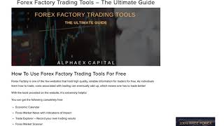 Forex Factory Trading Tools | Ultimate Forex Guide