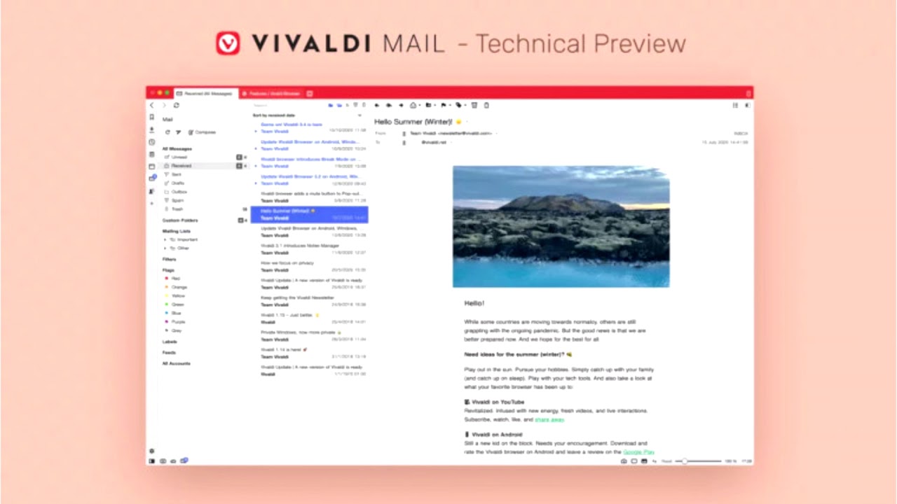 Vivaldi browser got a calendar, news feed and built in mail