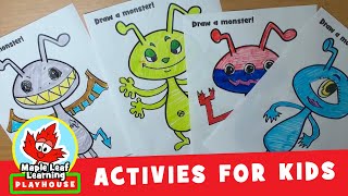 Draw a Monster Halloween Activity for Kids | Maple Leaf Learning Playhouse