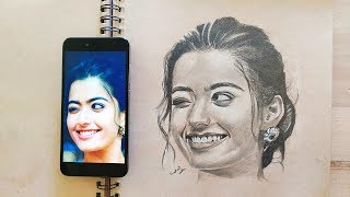 Time lapse Drawing Video of Gorgeous Rashmika mandanna using white and graphite pencils.