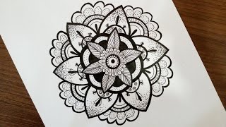 تعليم رسم زخرفة جميلة وبسيطة|How to draw beautiful and simple mandala art