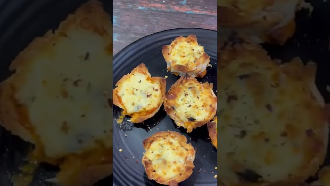 Pizza Cups Recipe, Chessy Pizza Cups,Bread Pizza Cups Pizza Cups | Snack Recipe 