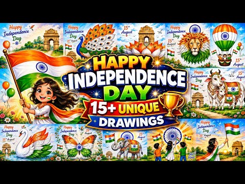10+ Amazing Independence day drawings/Independence day chart ideas/15 August Drawing/Tiranga drawing