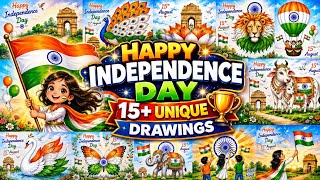 10+ Amazing Independence day drawings/Independence day chart ideas/15 August Drawing/Tiranga drawing screenshot 5