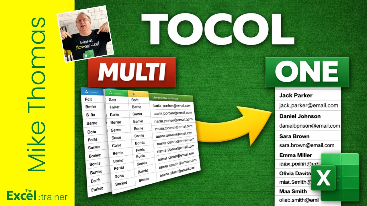 Excel 365: TOCOL: Combine Multiple Columns into One - YouTube