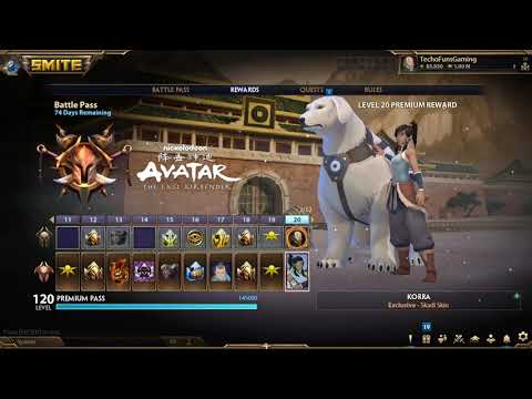 Smite 7.7 Avatar The Last Airbender New Battlepass 9 All Levels Free and Paid Path