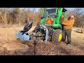 Time Test - Small Tractor Grinding a Huge Stump