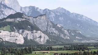 Schloss Sargans mit Blick nach Liechtenstein und Bündner Herrschaft und Pizol Mels SG