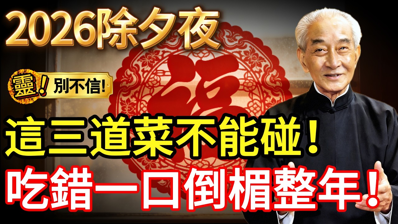 南怀瑾公開：2026除夕夜這三道菜絕對不能碰！吃錯一口，全家倒楣整年！ #改運 #健康 #南懷瑾 #除夕 #年夜飯 #玄學 #養生