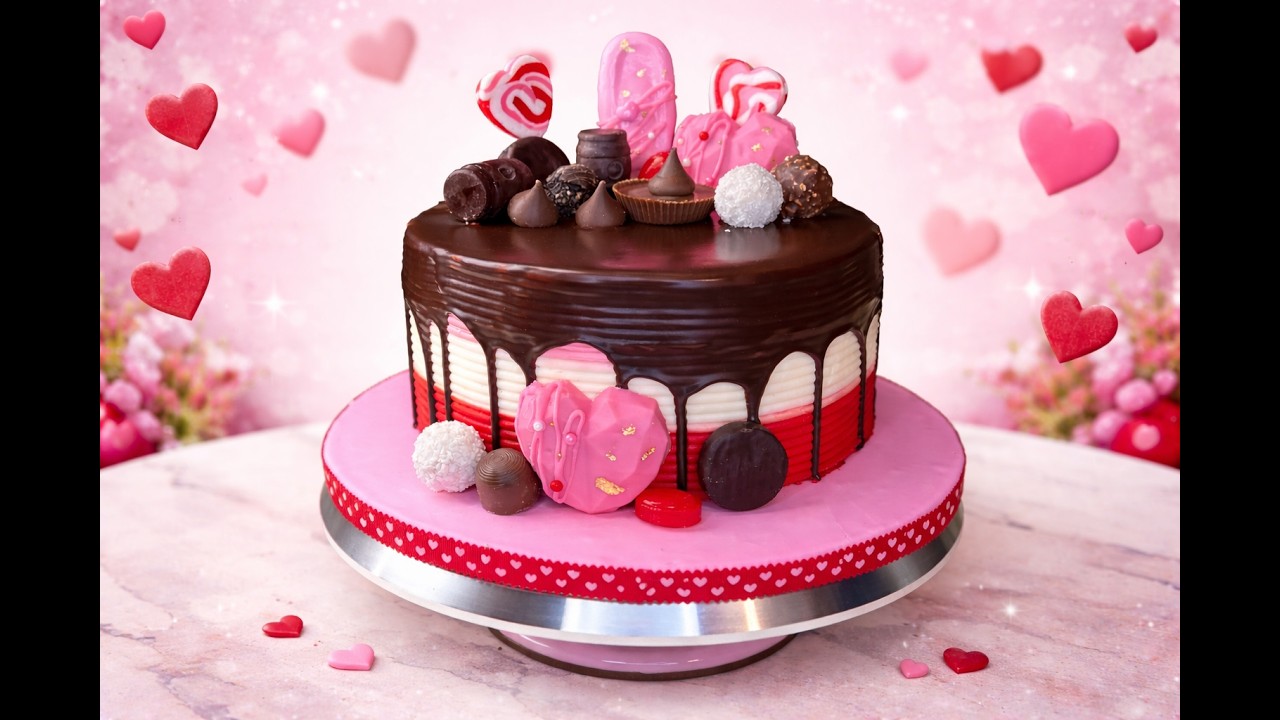 The Lovers’ Drip Cake ❤️ Romantic Valentine’s Cake Decorating | Theresa’s Real Kitchen