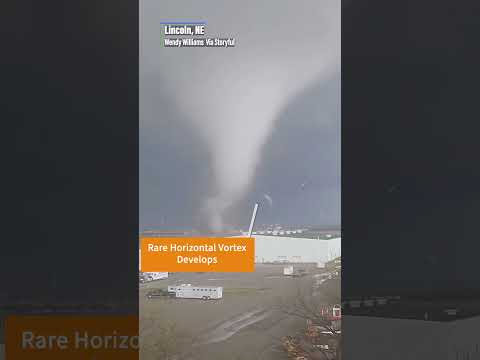 WATCH: Violent Tornado Rips Through Nebraska. (RARE Horizontal Vortex)