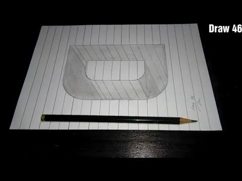 Cara Gambar  Huruf D 3D di Atas kertas  bergaris YouTube