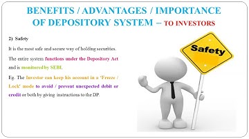 53 - Concept and Importance  Advantages / Benefits of Depository System