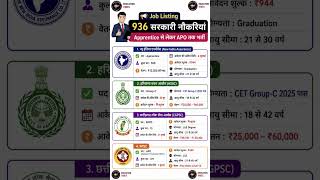 936 सरकारी नौकरियां 2026 |Apprentice से APO तक नई भर्ती | Latest Govt Jobs #governmentjobs #govtjobs