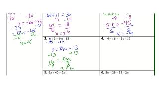 Multi Step Equations with Variables on Both Sides Notes Part 1