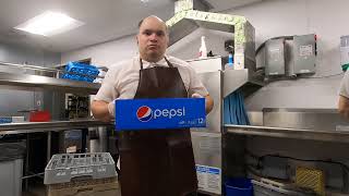 DISHWASHING NON-STOP WITH PEPSI POP SODA DRINKS 12 CANS THE DISHWASHER AKA 205 MINIMUM WAGE WORK